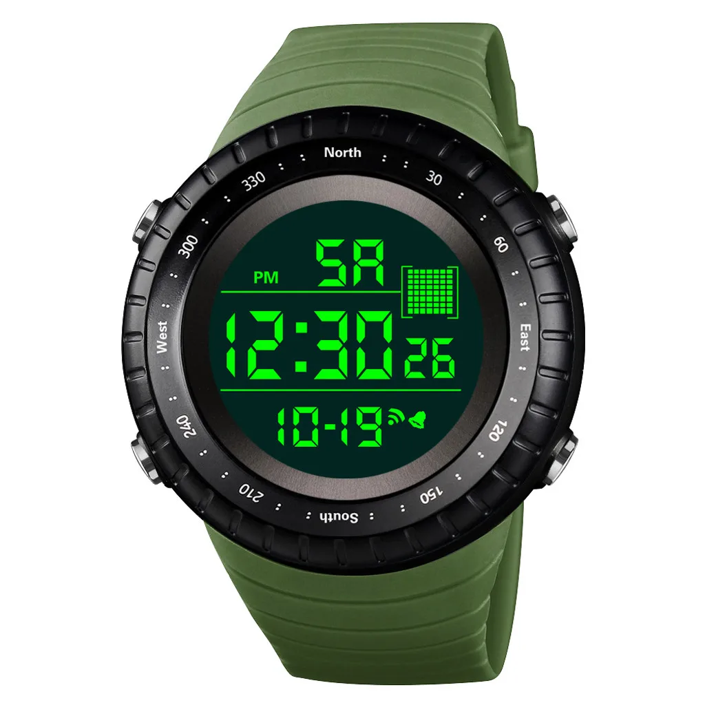 Green Многофункциональные цифровые часы для мужчин, для улицы, для бега, светодиодные часы, спортивные часы, цифровые часы, relogio, цифровые, relogio, montre, homme - Цвет: Green