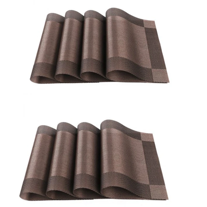 8PCS Color 3 8 шт. столовые приборы ПВХ коврик для обеденного стола дисковые чаши подставки водостойкие Нескользящие тканые салфетки стол теплоизоляция - Цвет: 8PCS Color 3