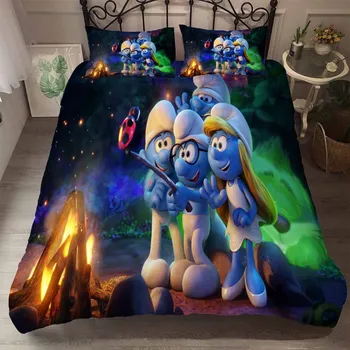

Small Dwarf the Lost Village Bedding Set Kids Bed Comforter Set Fairy Tale Bedspread Single Double Microfiber Winter Duvet Cover