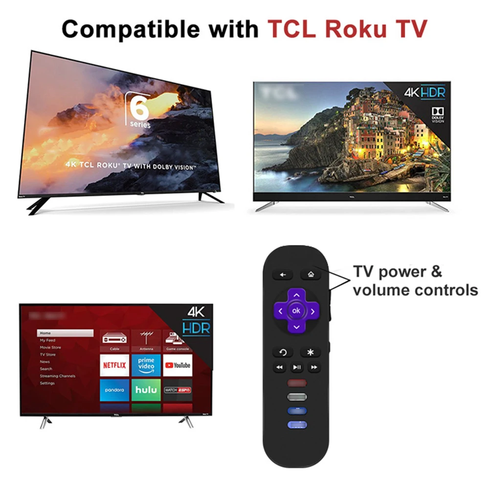 Пульт дистанционного управления для TCL Для ROKU tv Замена управления Лер легкая работа для большинства TCL tv и для большинства Roku tv с боковой кнопкой