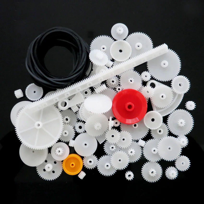 Motor Gear Pack Kit 81Pcs/set Plastic Gearbox Sector Teeth Racks Pulleys DIY Robot Accessories motor gear transmission gear