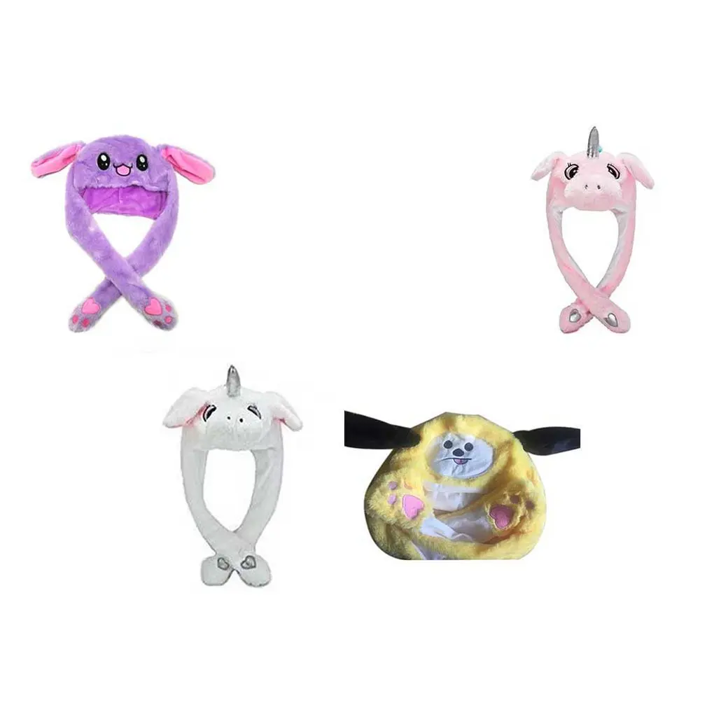 Шляпа с движущейся крышкой унисекс заячьими ушками детская для девочек и