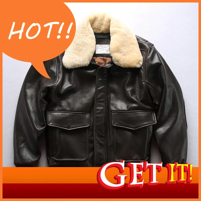 2020 Men's Flight Jacket Genuine Leather Fur Collar Detachable Brand Soft Sheepskin Autumn Winter Coat Fast Free Shipping | Мужская