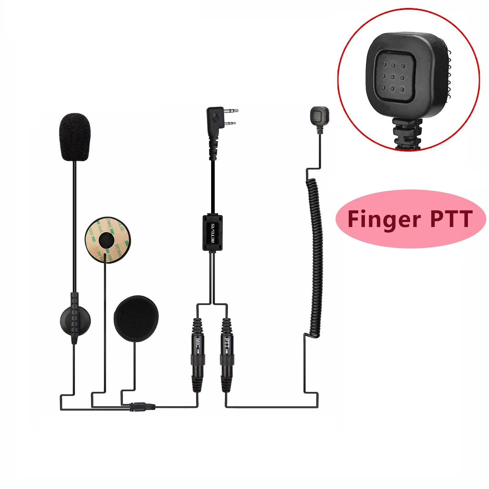 EHK010 Radio Accessories Motorcycle Helmet Headset 2Pin Finger PTT Dual Speakers