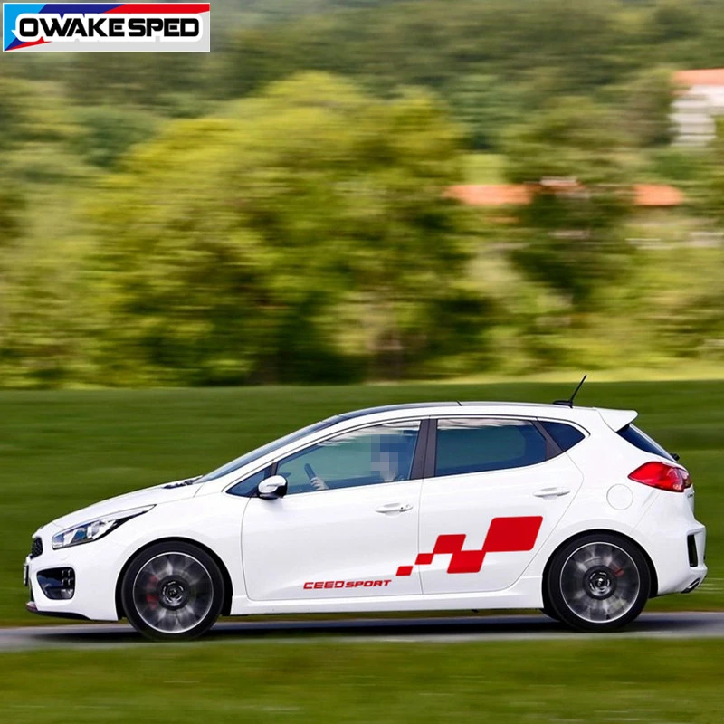 

Racing Sport Sticker Both Side Lattices Graphics Decor Decal For KIA CEED GT SW 3-5 doors Car Body Door Stickers