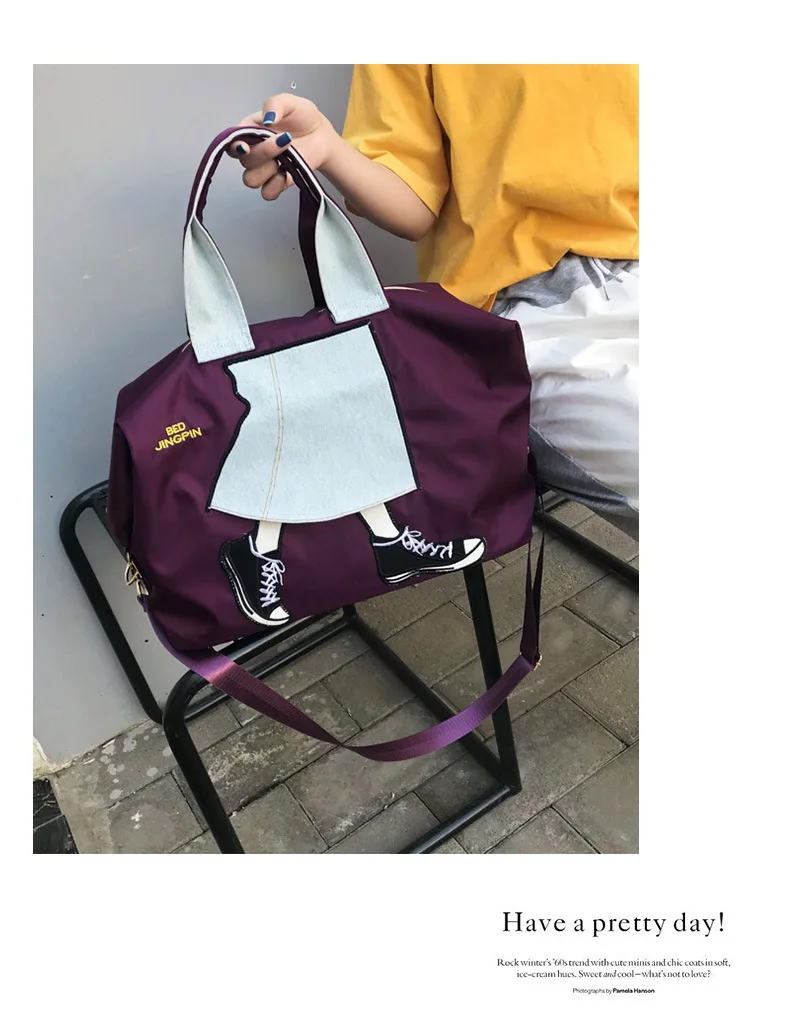 Корейско-Стиль стиль для кемпинга, путешествий спортивная сумка ткань Оксфорд Повседневное Сумочка с принтом большой Ёмкость на открытом воздухе Дорожная сумка