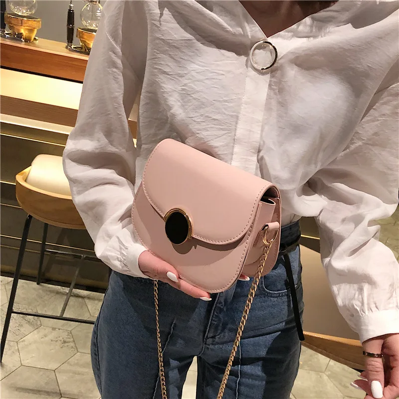 

On the new summer bag 2019 new tide messenger bag Joker chain bag Korean pink shoulder bag