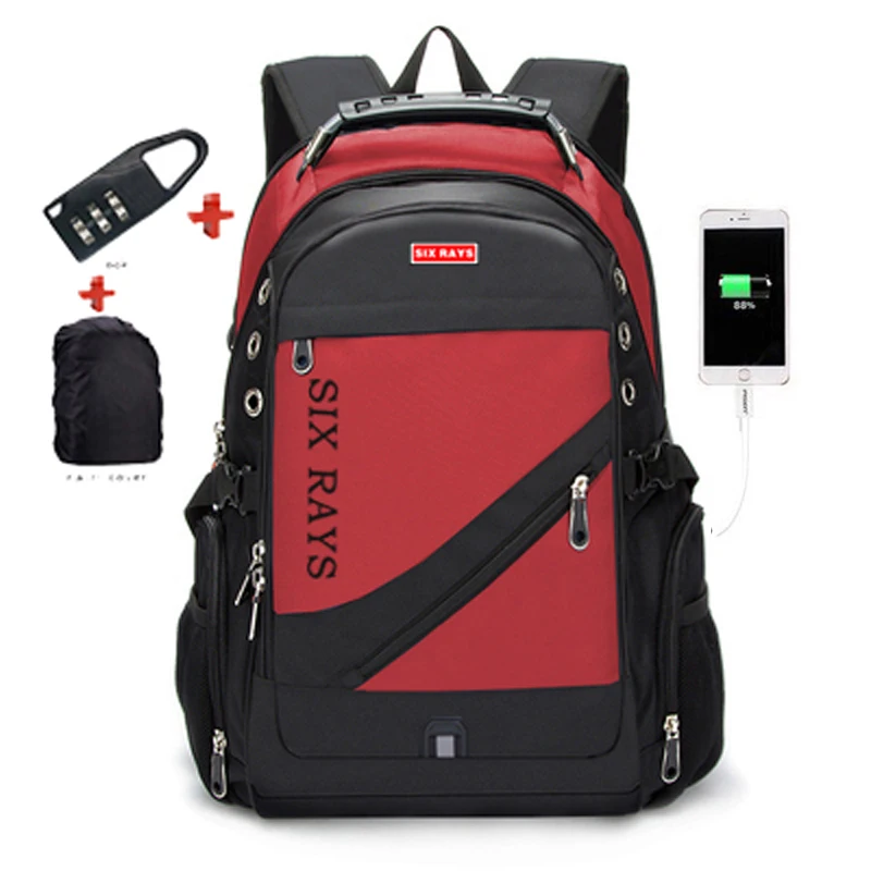 Детские школьные сумки SIXRAYS, рюкзаки для мальчиков, фирменный дизайн, для подростков, лучших студентов, рюкзак с зарядкой через Usb, Водонепроницаемый Школьный рюкзак+ замок