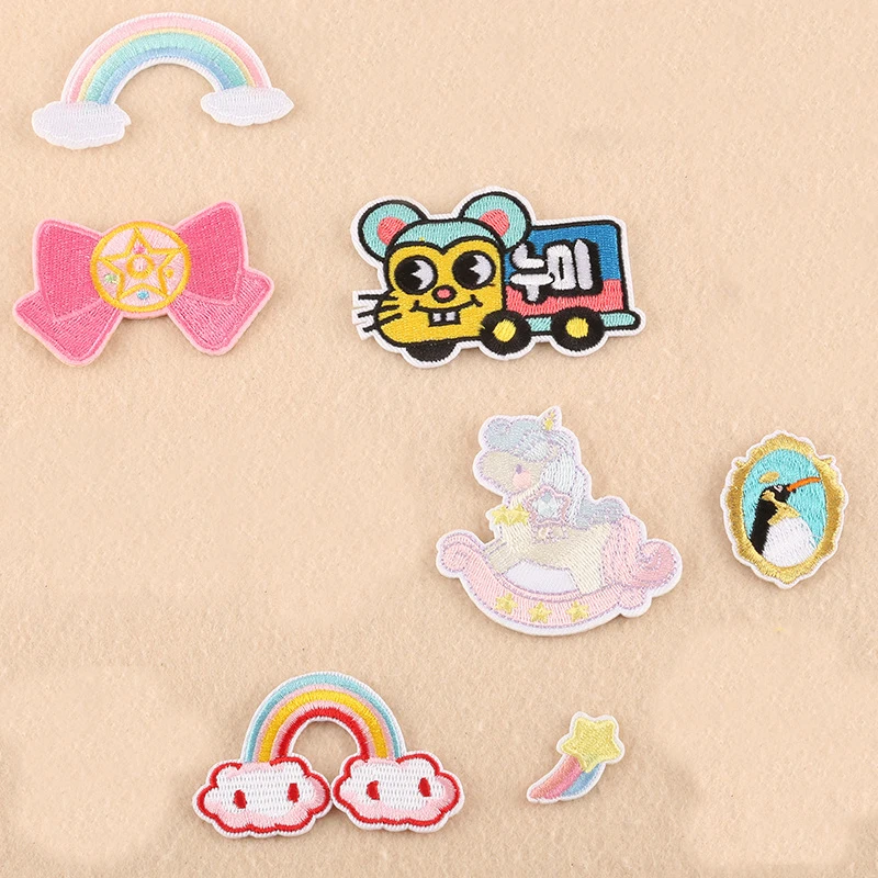 Детские нашивки в виде мультяшного пингвина утюга вышитые для одежды полоску