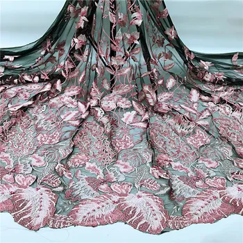 

High quality french beads fabrics net fabrics for party dresses 2019 nigerian french lace fabrics pink
