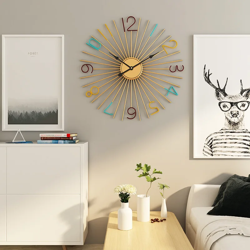 

Large Metal Wall Clock Modern Design DecorativeIron Art Wall Watch Home Decor Creative Nordic Big Hanging Clocks BB50W