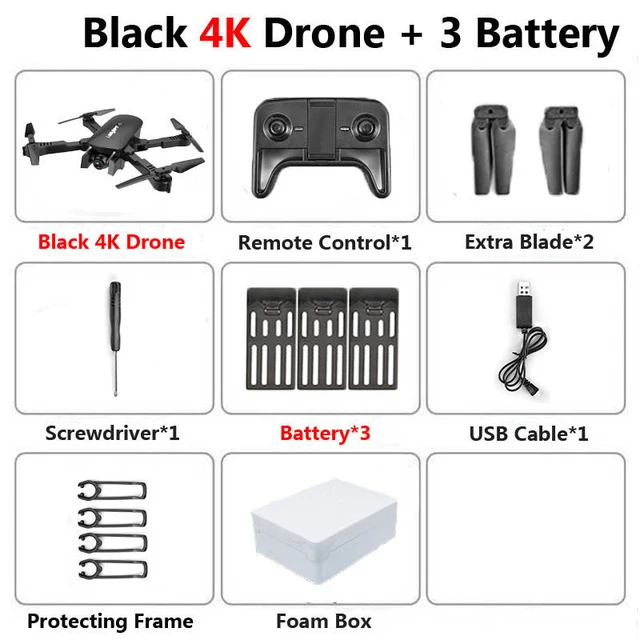 Wi-Fi FPV RC Дрон с 1080P 4K HD Квадрокоптер с камерой оптический поток позиционирования жеста фото Дрон Vs sg106 Visuo xs816 - Цвет: 4K 3BAT foam box