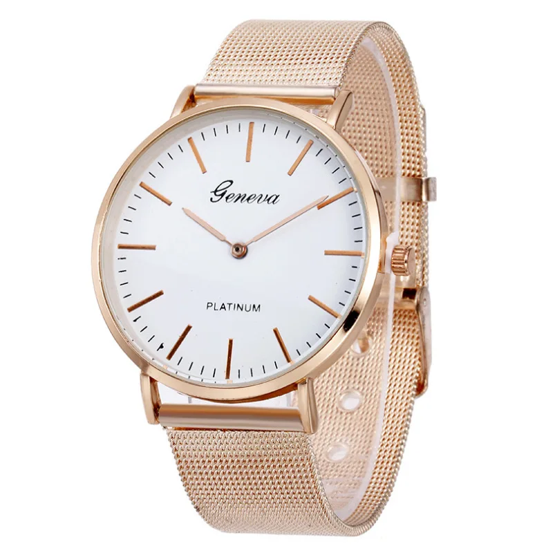 

Foreign Trade Hot Selling Geneva Alloy Mesh Belt Watch Geneva Ultra-Thin Article Ding Measuring Quartz Watch Manufacturers Whole