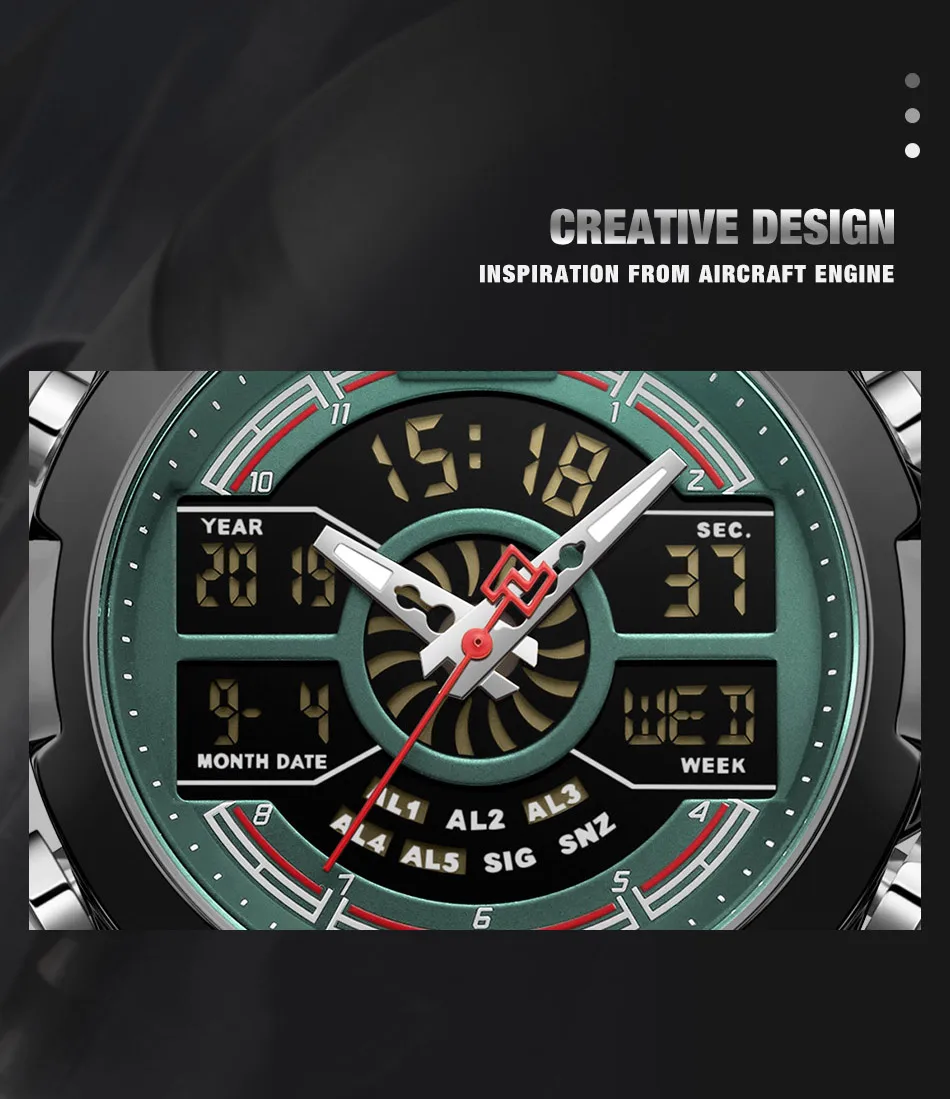 Топ люксовый бренд NAVIFORC мужские часы светящиеся цифровые водонепроницаемые спортивные, военные кварцевые наручные часы Мужские часы