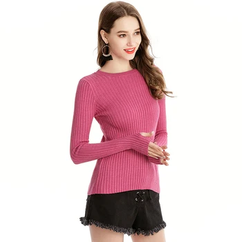 

2019 Spring Fashion knitted Sweater women Round Neck Basic Pullovers Lady Slim Elasticity Winter pull Sweater Female Tops