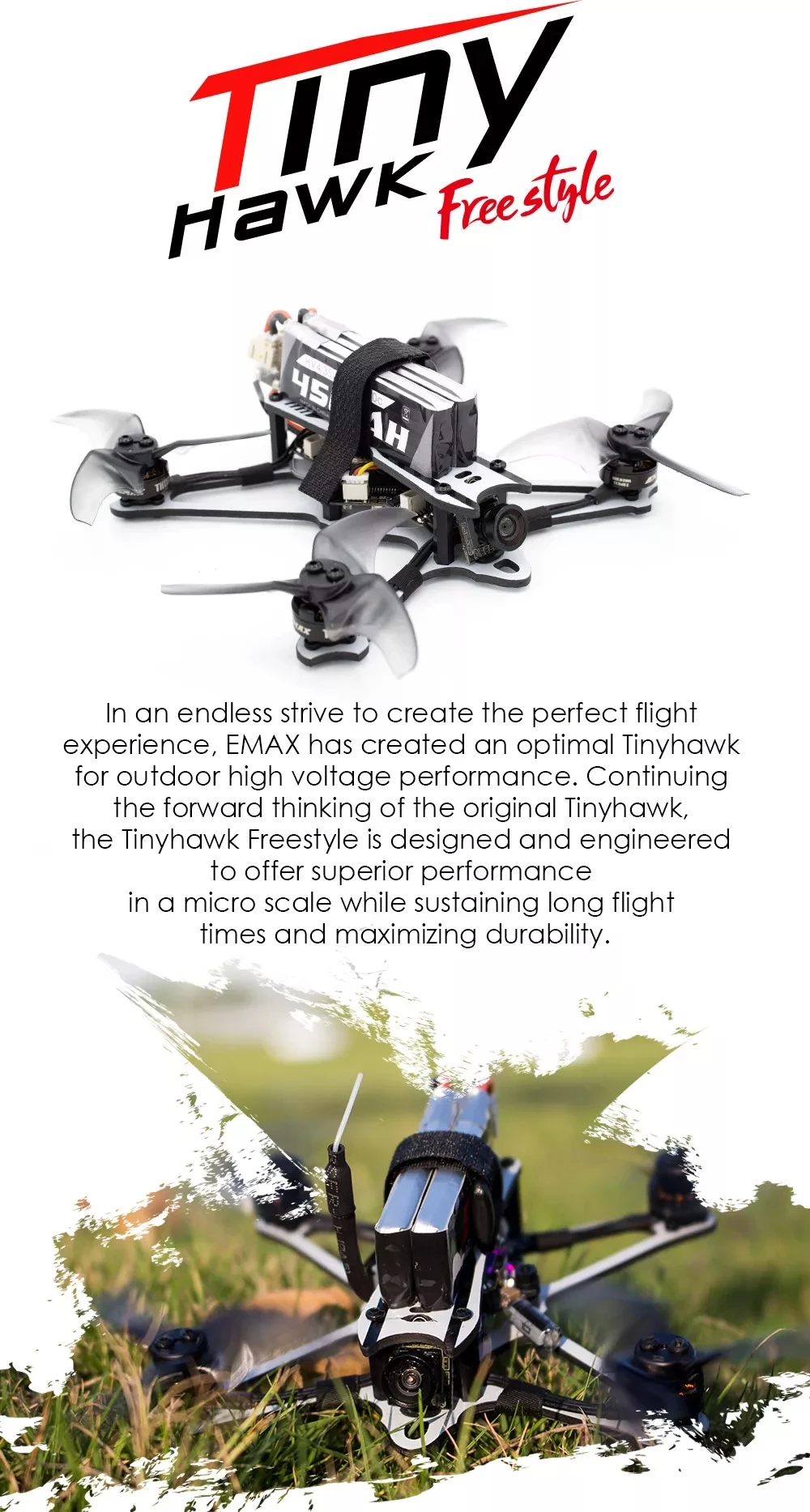 Стиль EMAX Tinyhawk Фристайл 115 мм 2,5 дюймов F4 5A ESC FPV гоночный Радиоуправляемый Дрон BNF версия