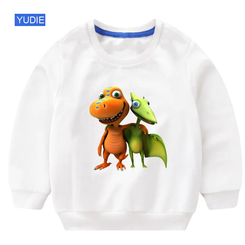 sweatshirt white Толстовка с капюшоном для мальчиков, Детские кофты с капюшоном с рисунком динозавра из мультфильма Забавные топы для модниц в белом и Новинка осени модная одежда 3T4T в уличном стиле для детей - Цвет: sweatshirt white