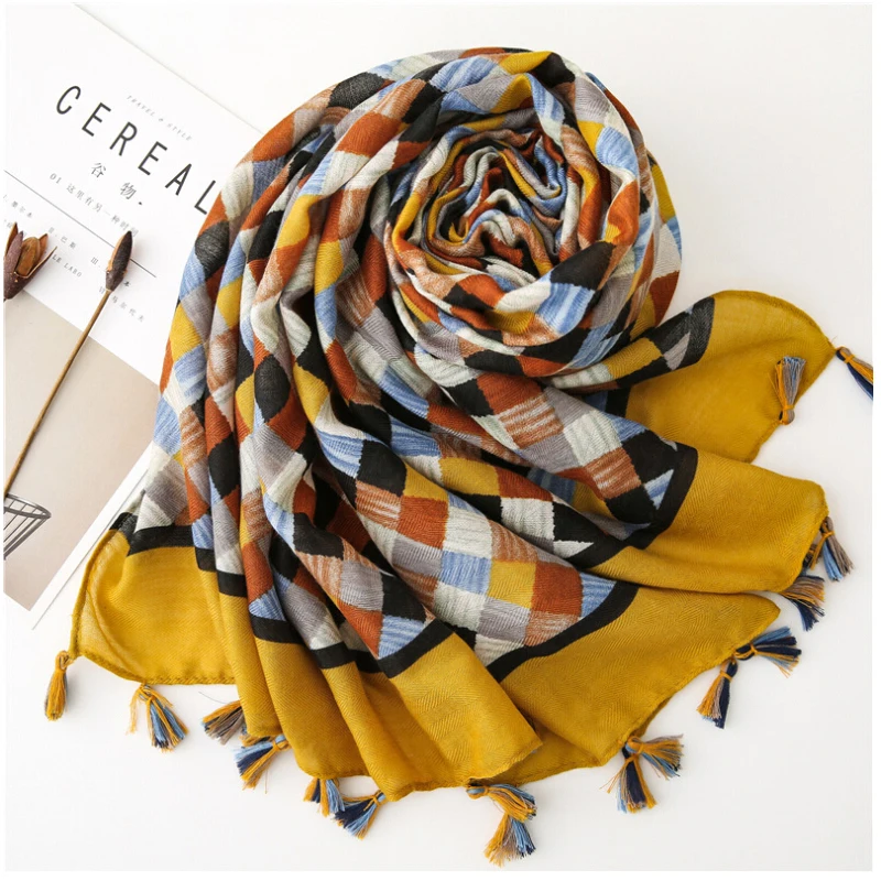 Fashion Women grid Scarf Long size 180x90cm Cotton scarves Winter Lady Scarves Soft Shawl Wrap Scarf Elegant for Christmas  (34)