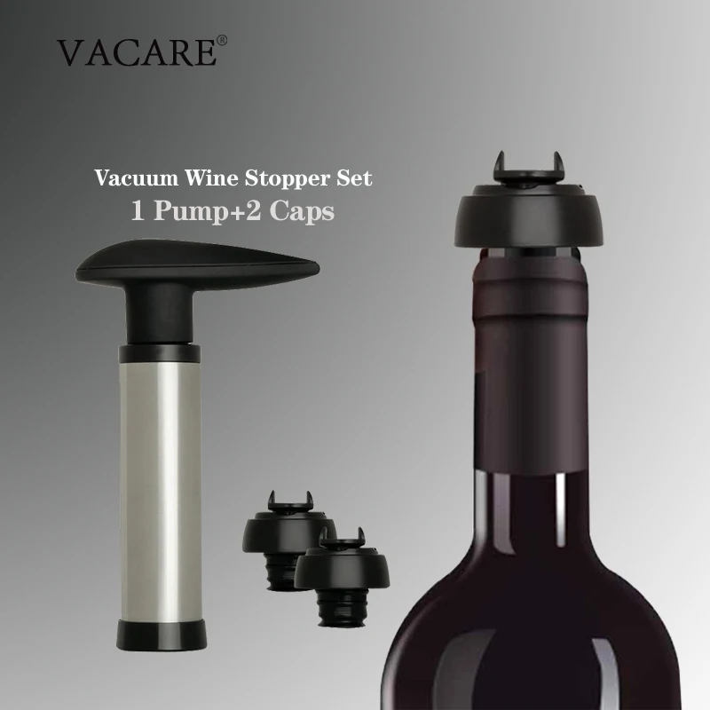 

Bar Accessories Vacuum Wine Stopper Cork Wine Saver Set 1 Pump+2Caps Sealing Preserver Wine Drinks Bottle Hat Caps Cocktail Set