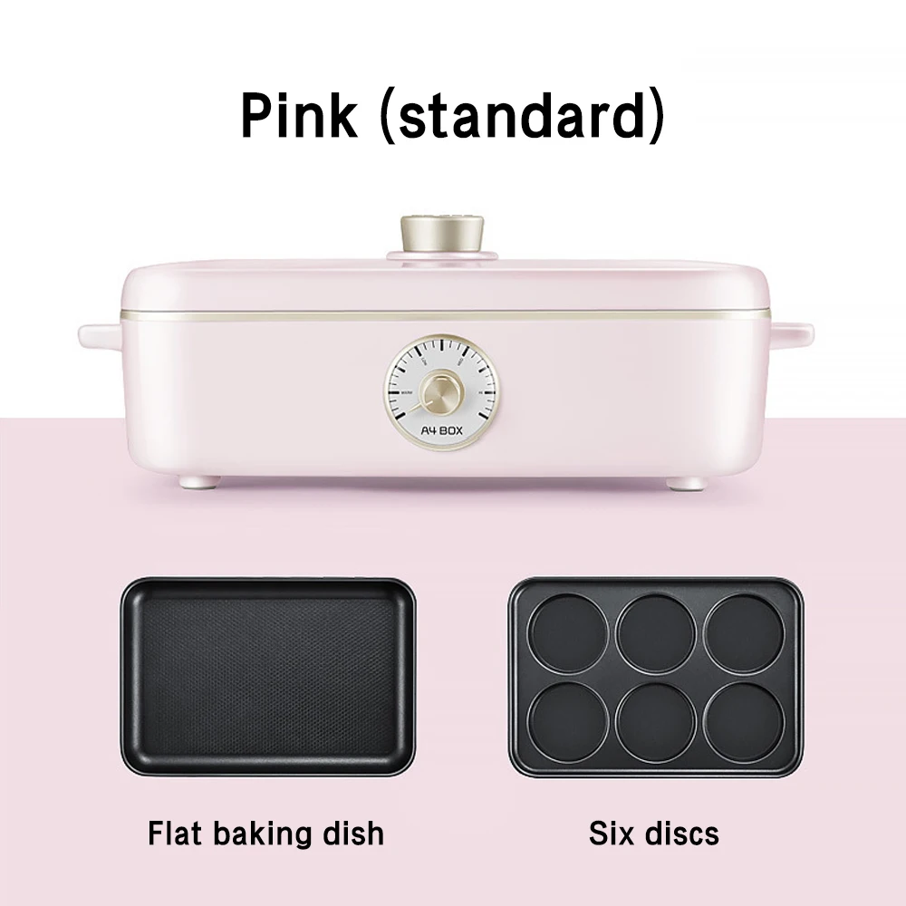 Pink-standard YUEWO, 220 В, многофункциональная электрическая плита для барбекю, горячий горшок, железная плита, плита для барбекю, сковорода, машина для жарки барбекю - Цвет: Pink-standard