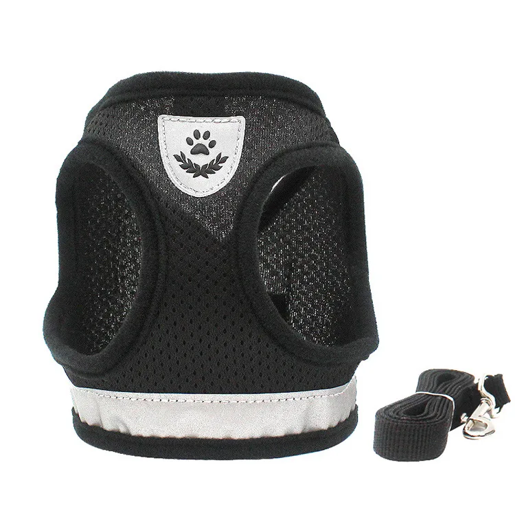 Dog Harness and Leash Set for Chihuahua Pug Small Medium Nylon Mesh Puppy Cat Harnesses Vest Reflective Walking Lead Leash
