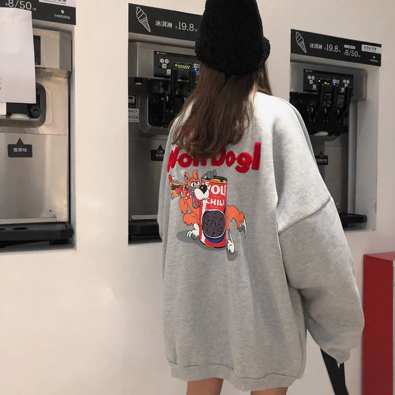 Harajuku/японская Женская толстовка с капюшоном; забавные корейские Топы; женская и мужская одежда; пуловер с длинными рукавами; Свободный джемпер; толстовка с капюшоном для девочек