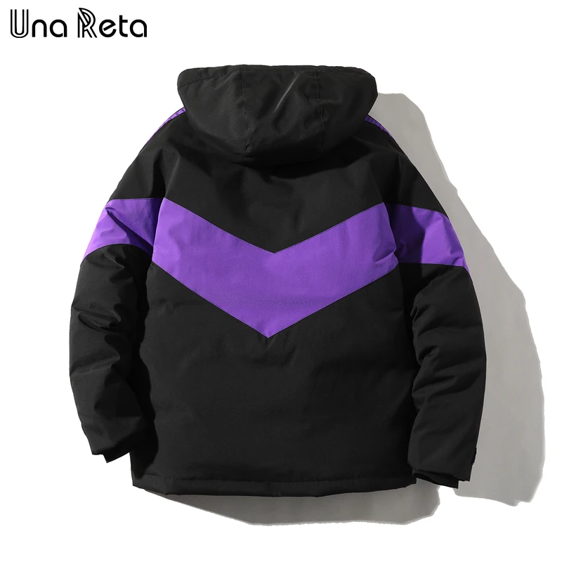 Una Reta, зимняя мужская куртка, новинка, повседневная, свободная, пэчворк, парка, пальто с капюшоном, хип-хоп, Мужская одежда, Harajuku, теплые куртки для мужчин