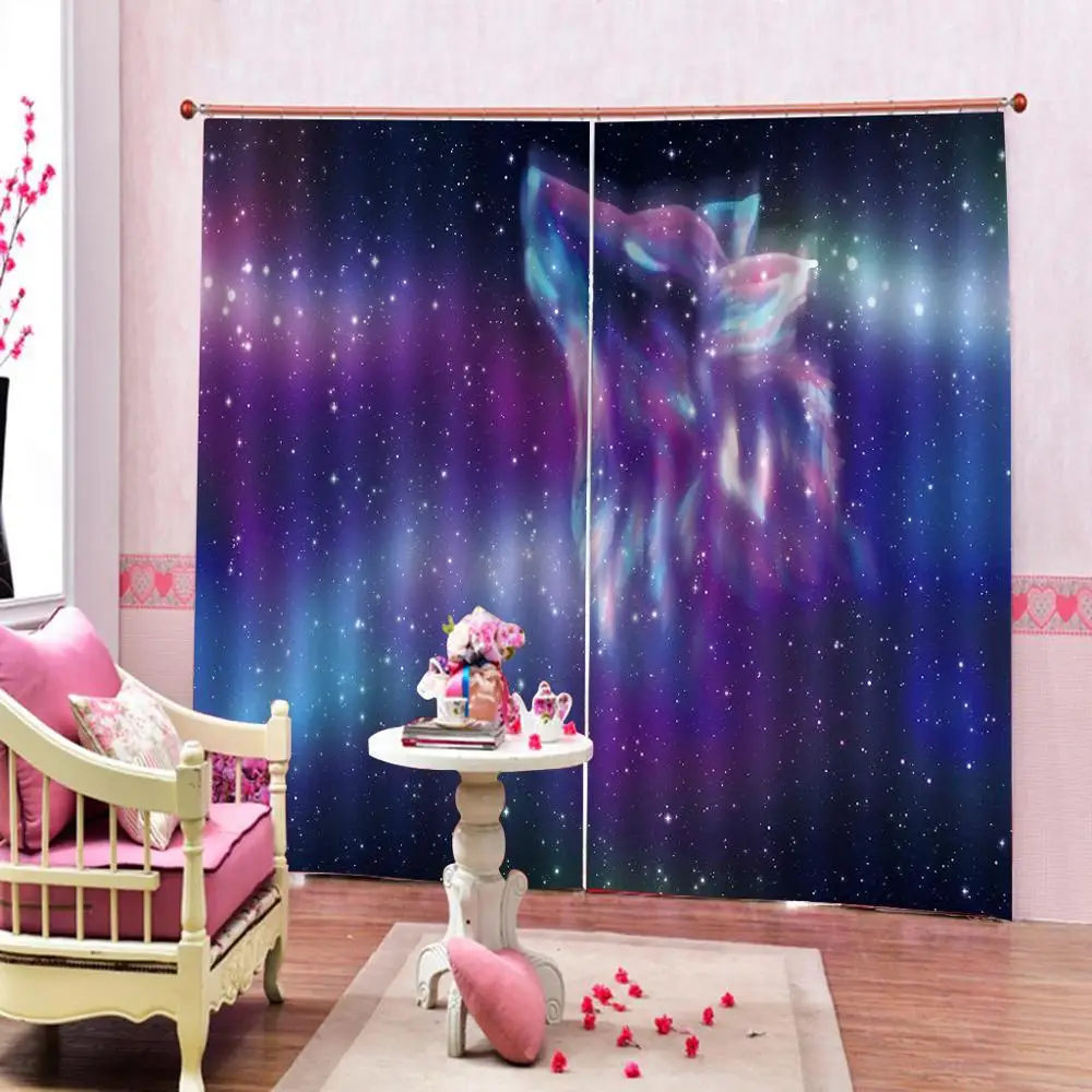 Art Curtains For Living Room Bedroom 3d Animal Wolf Dog Curtain Treatment Drapes Starlight Home Decor | Дом и сад