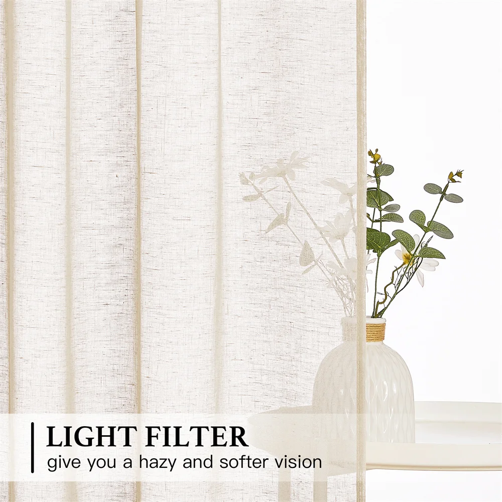 NICETOWN 1PC Tie Up Shade Rod Pocket Sheer Curtain Modern Solid European and American Style for Kitchen Small Window