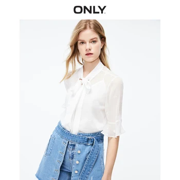 

ONLY Women's Lace-up Elbow Sleeves Chiffon Shirt | 119204507