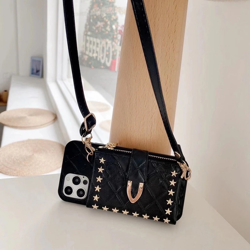 Easterm 11 Wallet Case For iPhone 12 Pro Max 11Pro X XR 7G 8P XS MAX Cell Phone Cover With Holder Wrist Strap Crossbody Shoulder