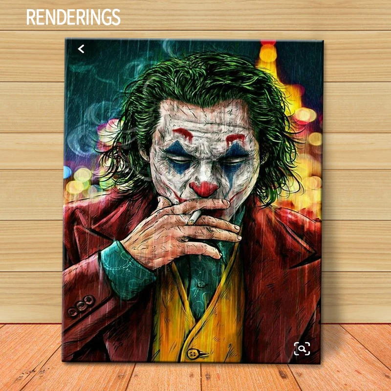 Joker Acrylic Oil Painting on Canvas Paint by Numbers Kit for Adults with  Frame