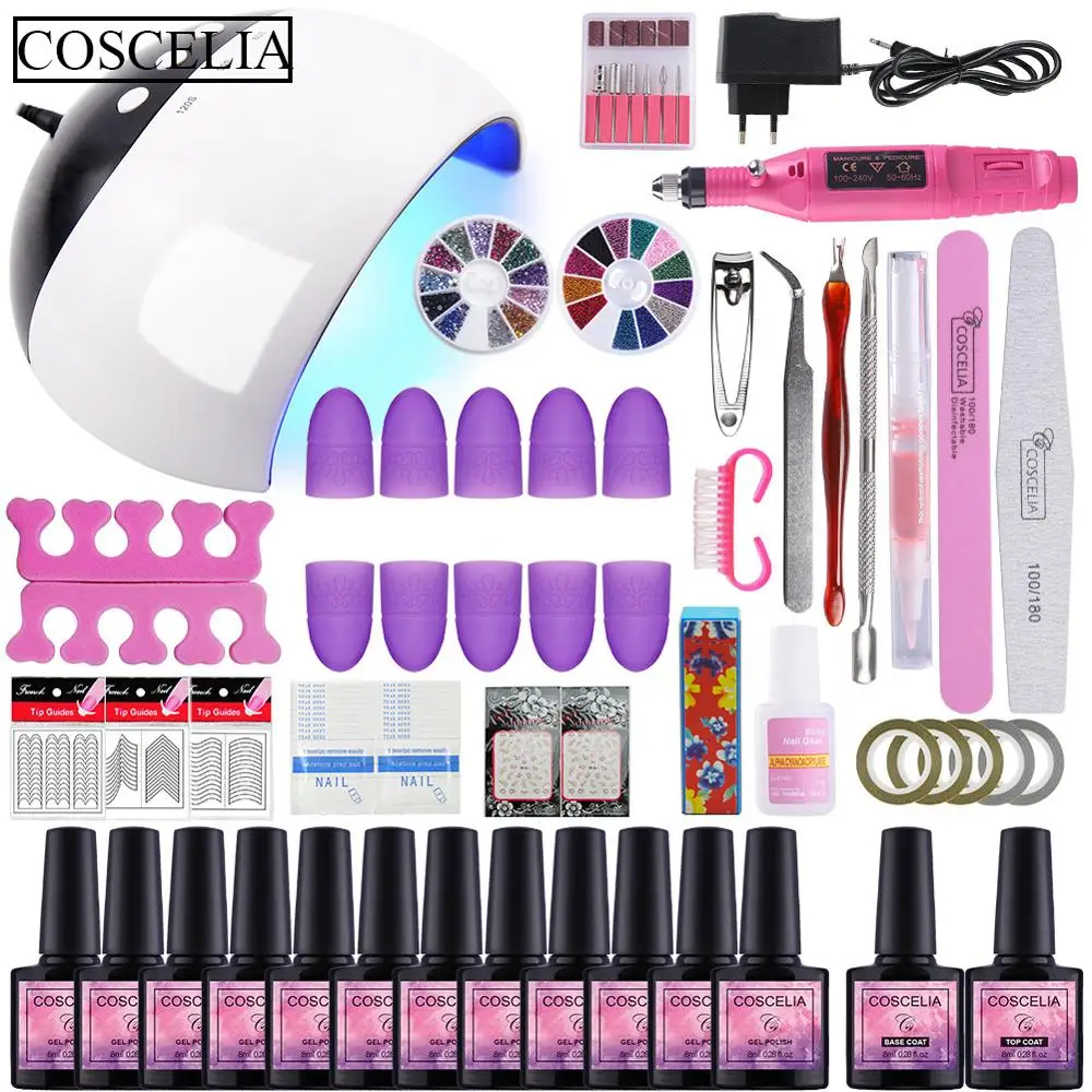 

Manicure Set UV LED Lamp Nail Dryer Nail Gel Polish Kit Soak Off Manicure Tools Set 6/10/12 Colors Nail drill For Nail Art Tools