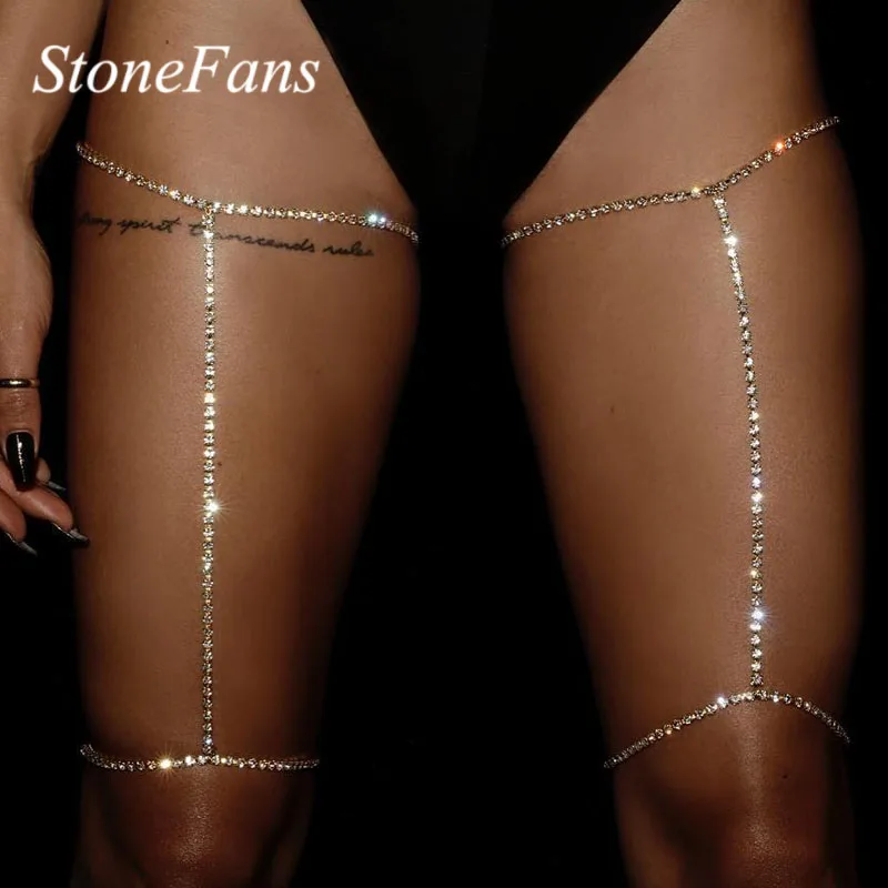 Stonefans, блестящие стразы, цепочка на бедро, для ног, для женщин, сексуальная цепочка на тело, ювелирные изделия, кристалл, подвязка, аксессуары для ночного клуба