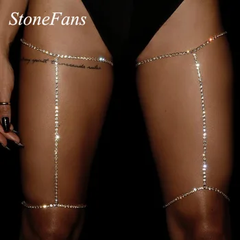 

Stonefans Shiny Full Rhinestone Thigh Leg Chain Harness for Women Sexy Body Chain Jewelry Crystal Garter Nightclub Accessories