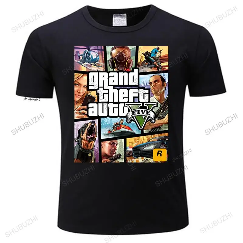 Мужские черные футболки с принтом Grand Theft Auto Game GTA 5 летние для мальчиков крутая