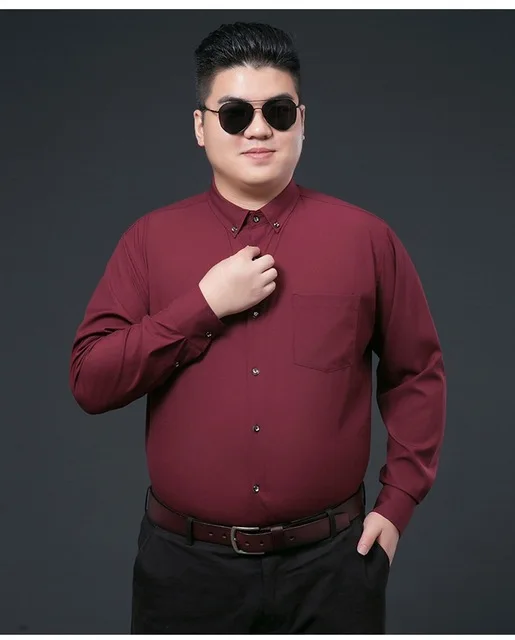 RED Большие размеры 11XL Мужская строгая сорочка Длинные рукава 7XL 8XL 9XL 10XL хлопок офисные свадебные рубашки 130 кг 140 кг 150 кг 54 56-58 60 - Цвет: RED