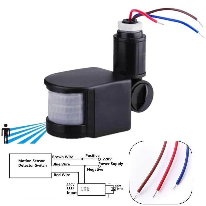 

180 Degree 12M Automatic Adjustable Security Infrared Motion Sensor Switch 220V PIR Detector Wall Mount indoor Light Lamp