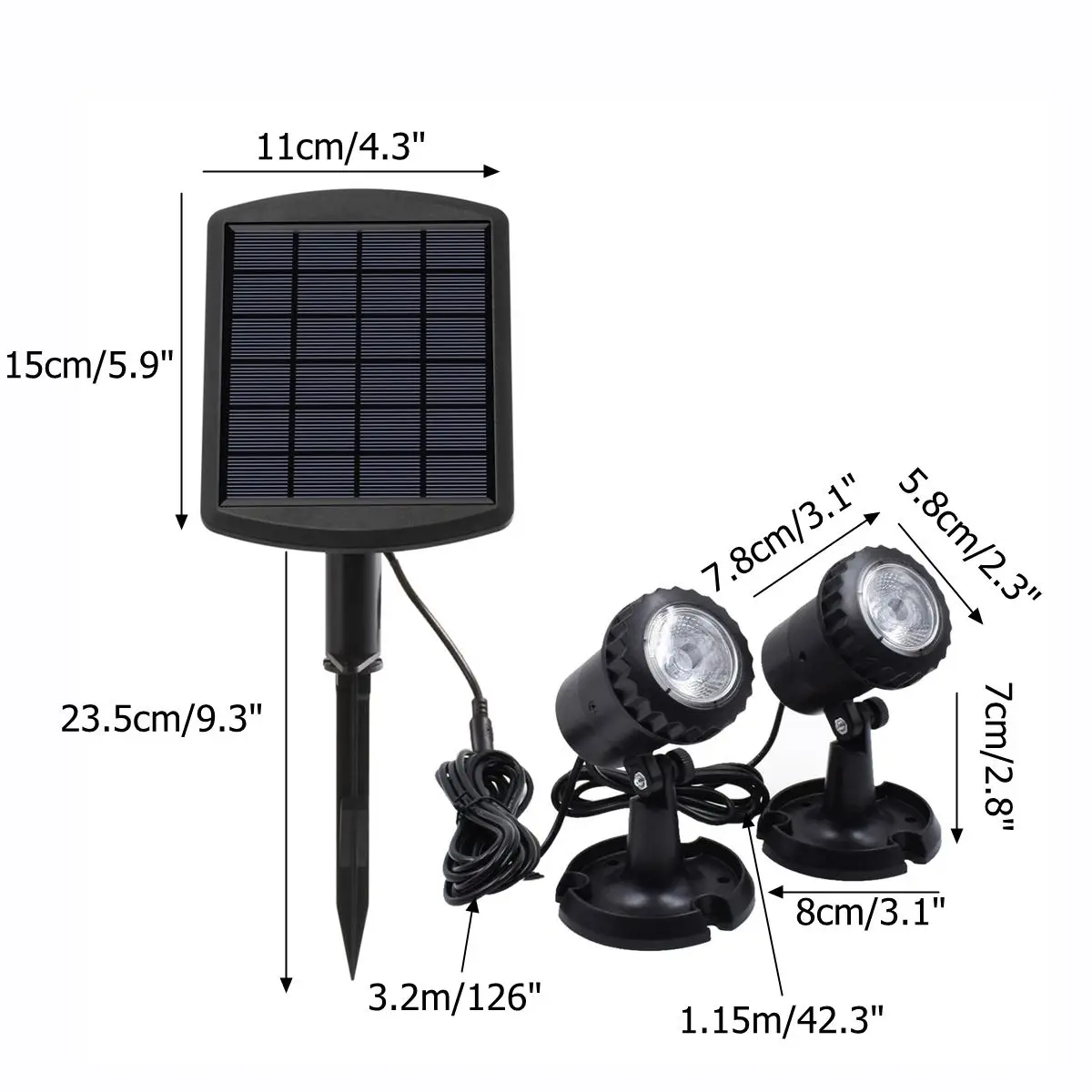 Solar Light Waterproof IP68 1/2/3/4 in1 Underwater Fountain Pond Lights LED Spotlights For Outdoor Amphibious Lawn Pool Garden - Испускаемый цвет: 1 in 2