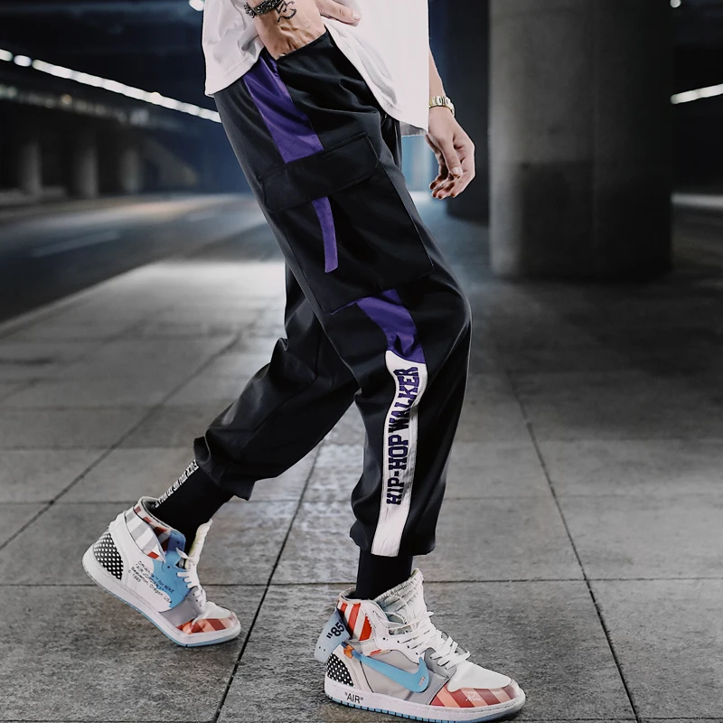 

Men's Side Pockets Cargo Letters Printed Harem Pants Hip Hop Casual Tatical Joggers Trousers Fashion Casual Streetwear Pants