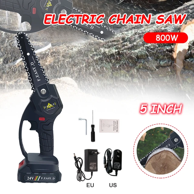 $ 800W 5 Inch 24V Mini Electric Chain Saw Rechargeable Handheld Chainsaw Gardening Trimming Wood Accessories Strong Magnet Motor