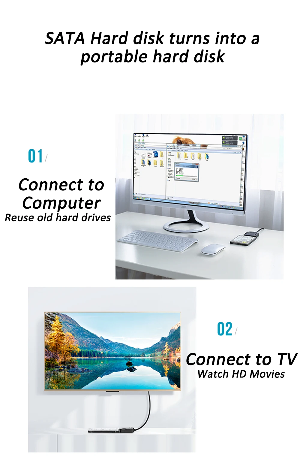 USB 3.0 SATA Adapter for 3.5 Inch SSD HDD - UASP Compatible with Samsung, Seagate, WD Description Image.This Product Can Be Found With The Tag Names Sata usb 30 converter ssd hdd hard drive adapter cable, Usb 20 sata 25 hdd hard disk drive adapter