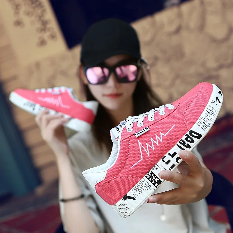 Woman Sneakers Casual canvas Shoes 2020 Spring Lovers Printing Flat Ladies men Vulcanized Flat Platform Shoes ladies sport