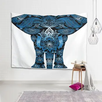 

Peceeta Elephant Mandala Wall Hanging Bedding Tapestry Boho Bedspread for Bohemian Wall Decor white 91x59 inch"]