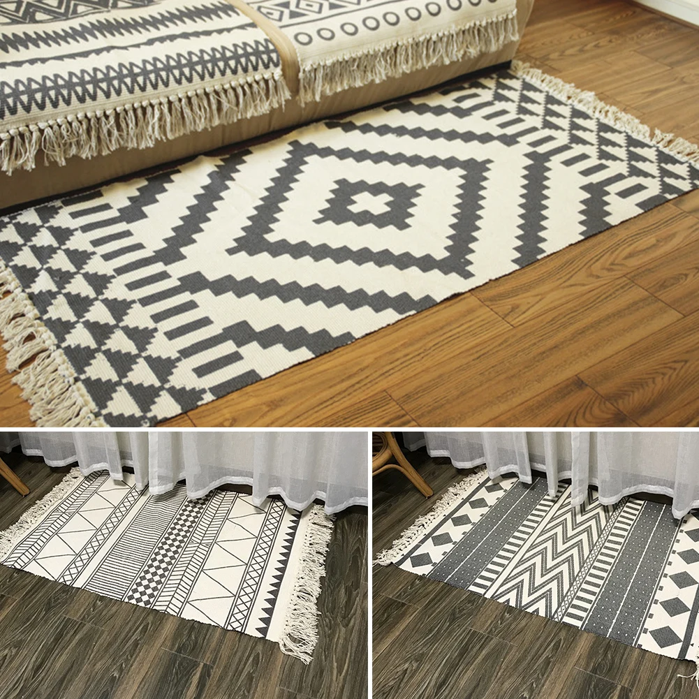 Кисточки машинная стирка гобелен для гостиной из хлопка и льна с принтом в спальню ретро-ковер в скандинавском стиле ручной напольный ковер домашний декор