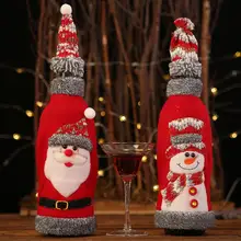 Christmas Red Wine Bottle Covers Bag Santa Clause Snowman Linen Champagne Bottle Covers Christmas Party Home Decor Table