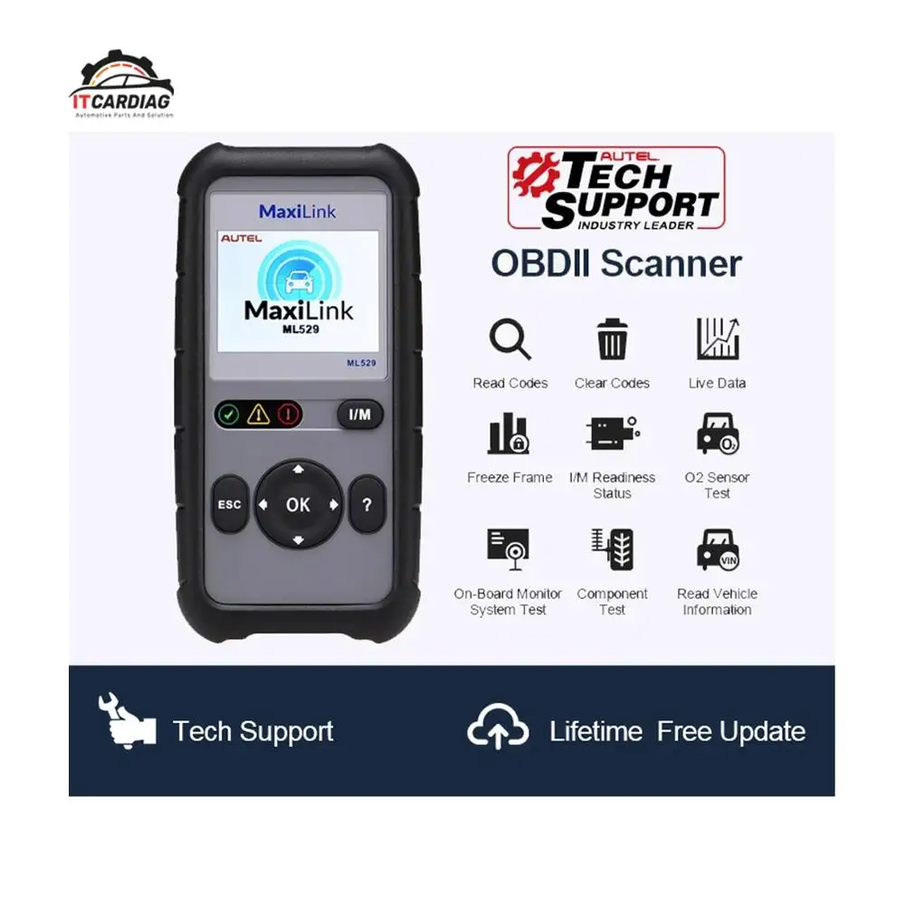 

Autel MaxiLink ML529 OBD2 Scanner Car Auto Diagnostic Tool OBD 2 EOBD Code Reader Full OBDII Diagnosis Functions PK Al519 AL529