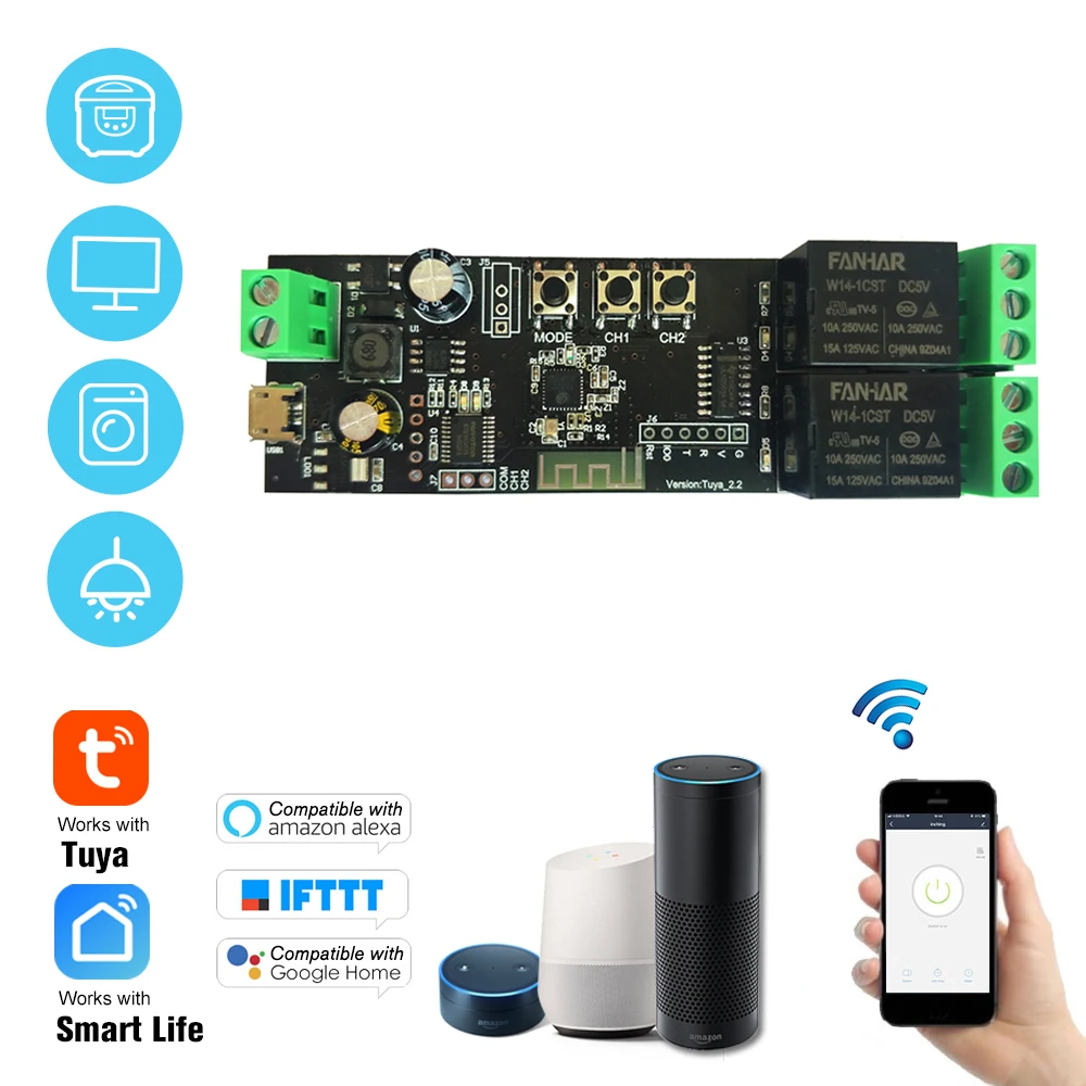 Wifi умный светильник Diy выключатель Модуль Автоматизации Tuya приложение