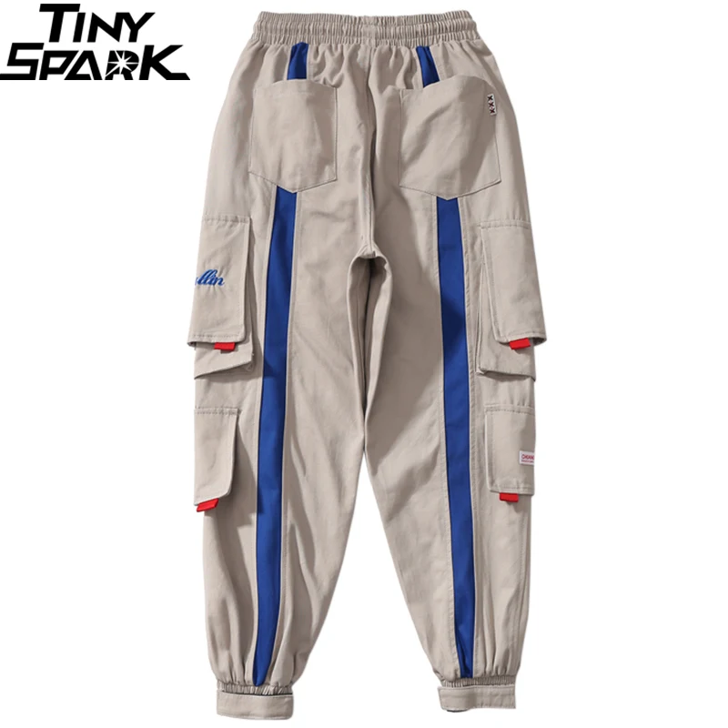 2019 брюки карго в стиле хип хоп с разноцветными карманами мужские мешковатые для