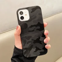  Camouflage Matte Pu Leather Silicone Phone Case For Iphone 13 12 11 Pro MAX Mini X XR XS SE 7 8 Plus Bumper Candy Back Cover 